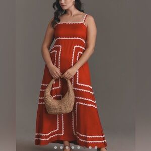 Anthropologie 1X La Maise Studio Amelia Square Neck Maxi Dress NWT